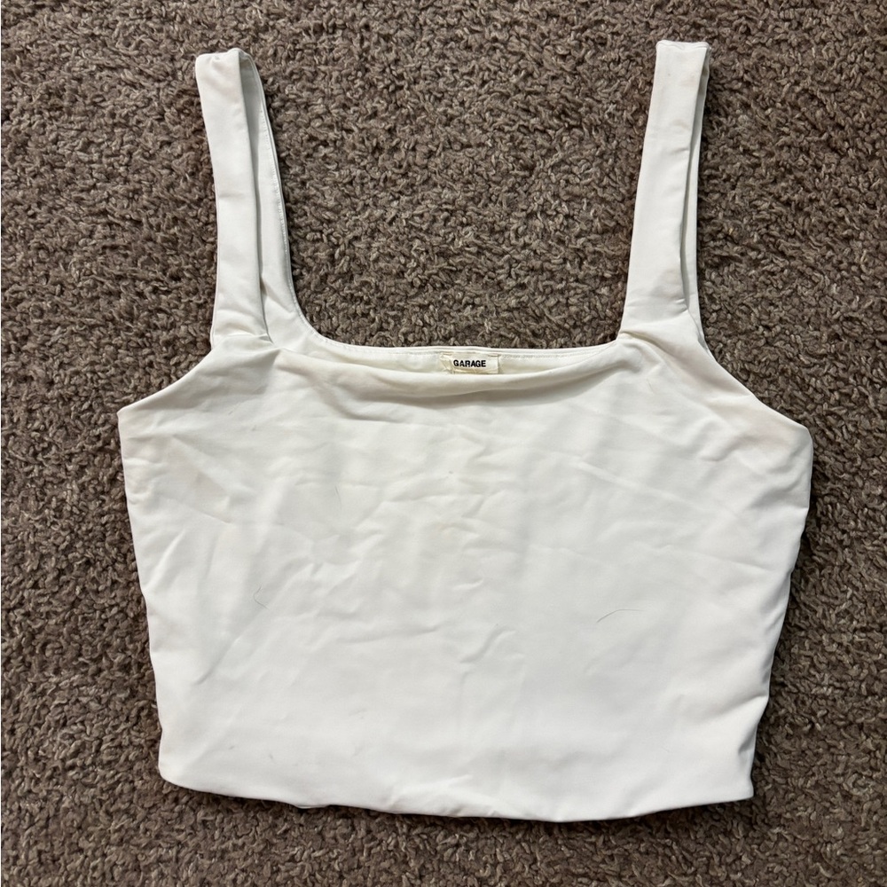 White Cropped Tank